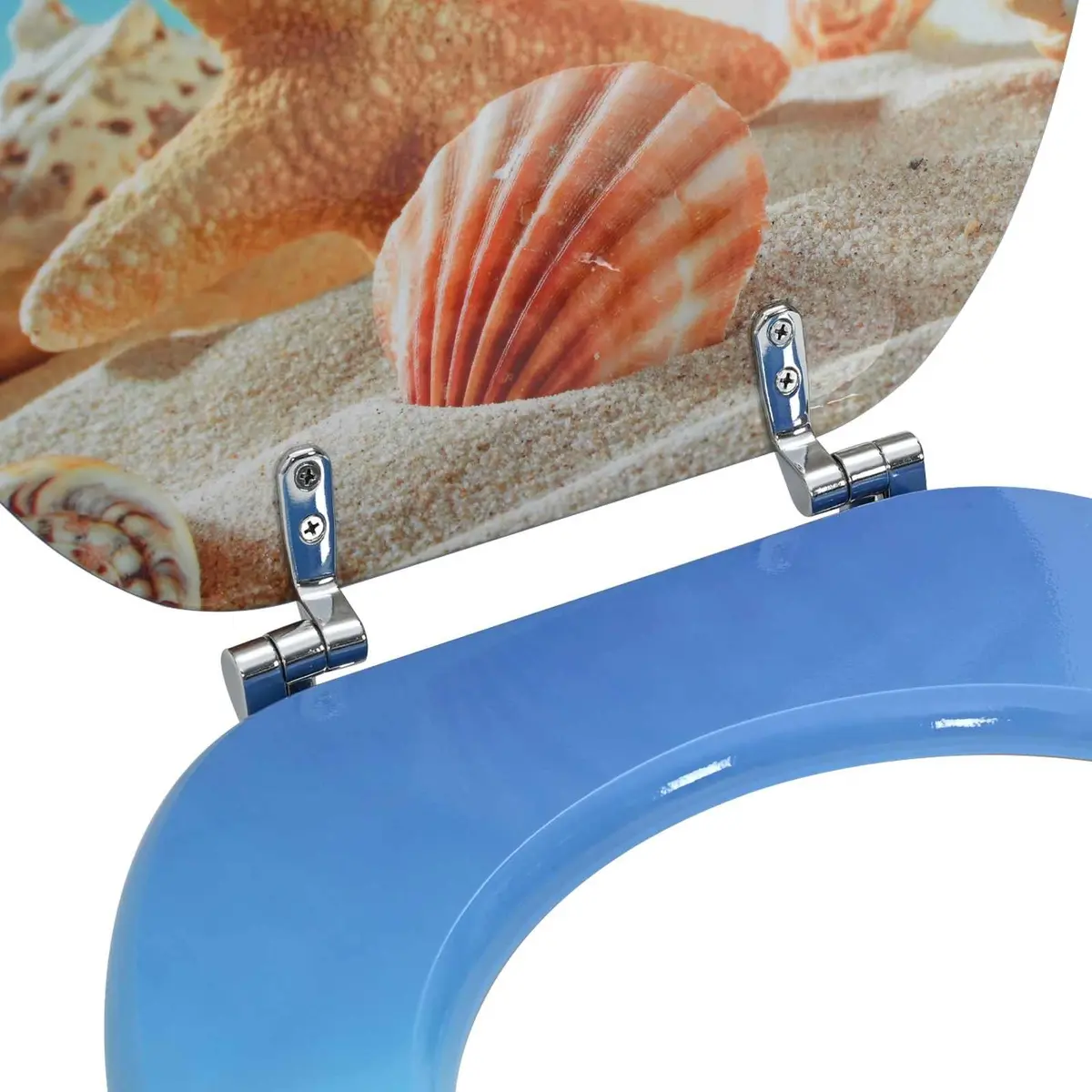 Soft-Close Toilet Seat Bathroom Light Blue 44 x 38 cm MDF