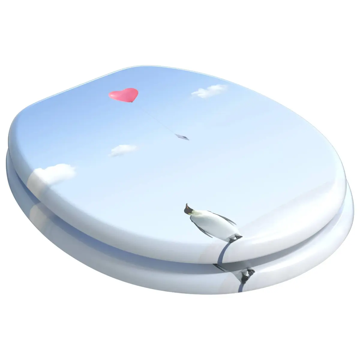 Toilet Seat Bathroom Blue MDF Board 44 x 38 cm