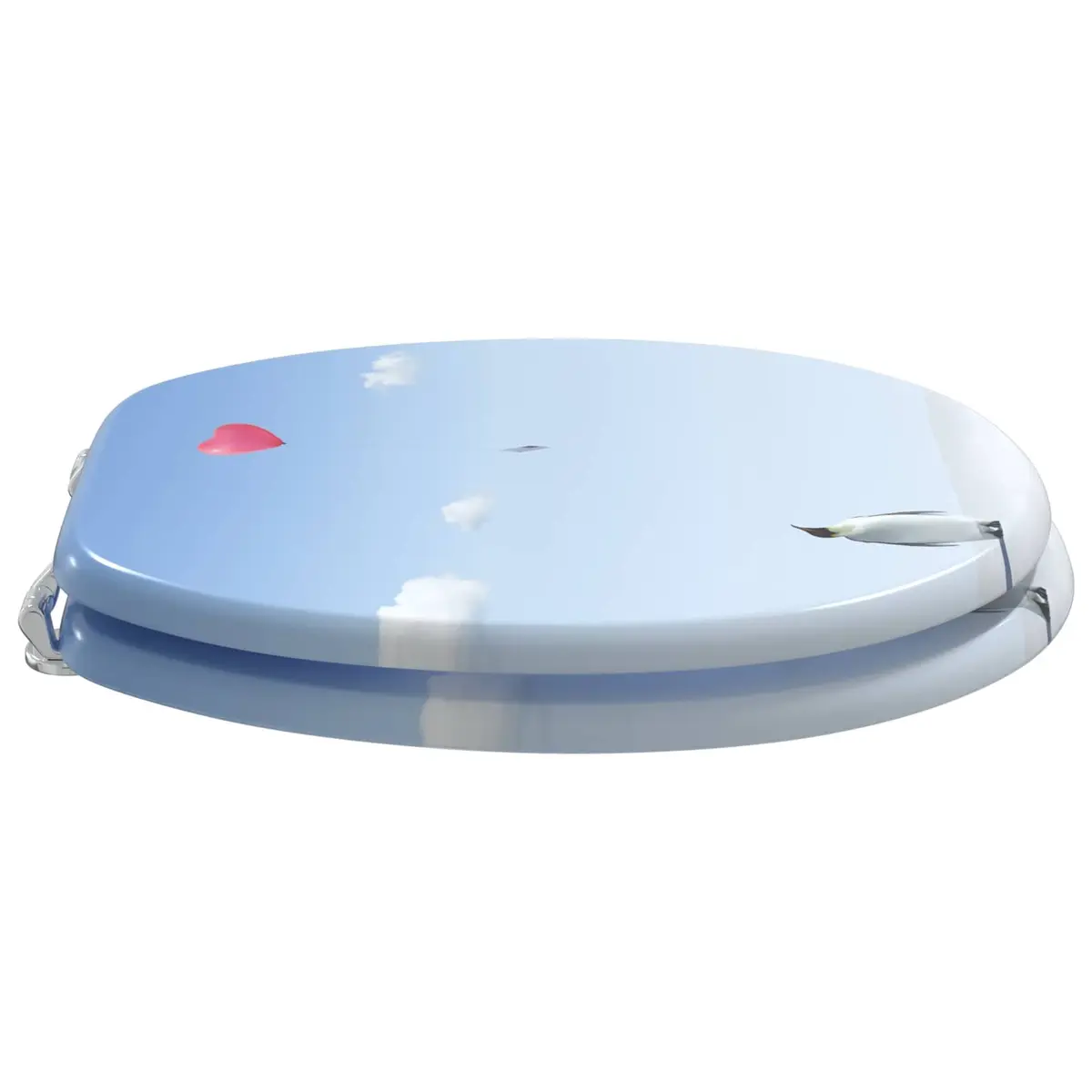 Toilet Seat Bathroom Blue MDF Board 44 x 38 cm