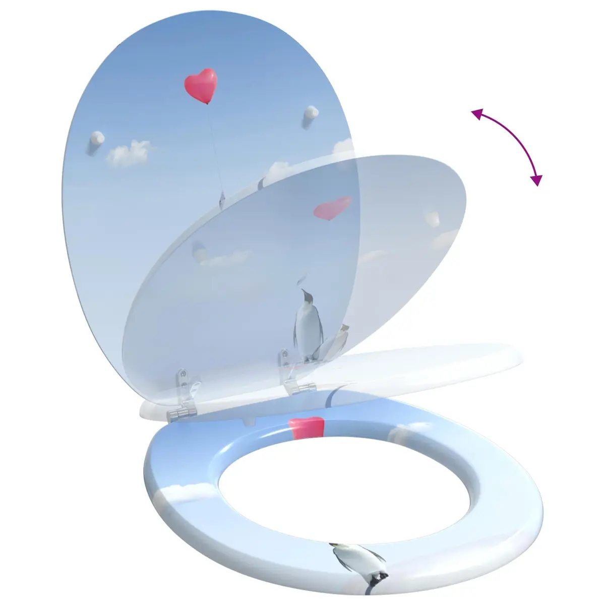 Toilet Seat Bathroom Blue MDF Board 44 x 38 cm