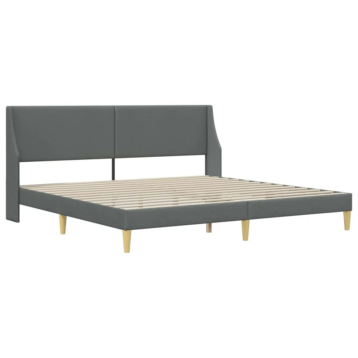 Bed Frame with Wall-Mounted Headboard Curved Slats Modern Design Bedroom