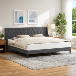 Dark Grey Velvet Bed Frame with Headboard 180 x 200 cm Specifications