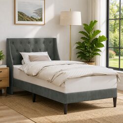 Specifications of the Dark Grey Velvet Bed Frame