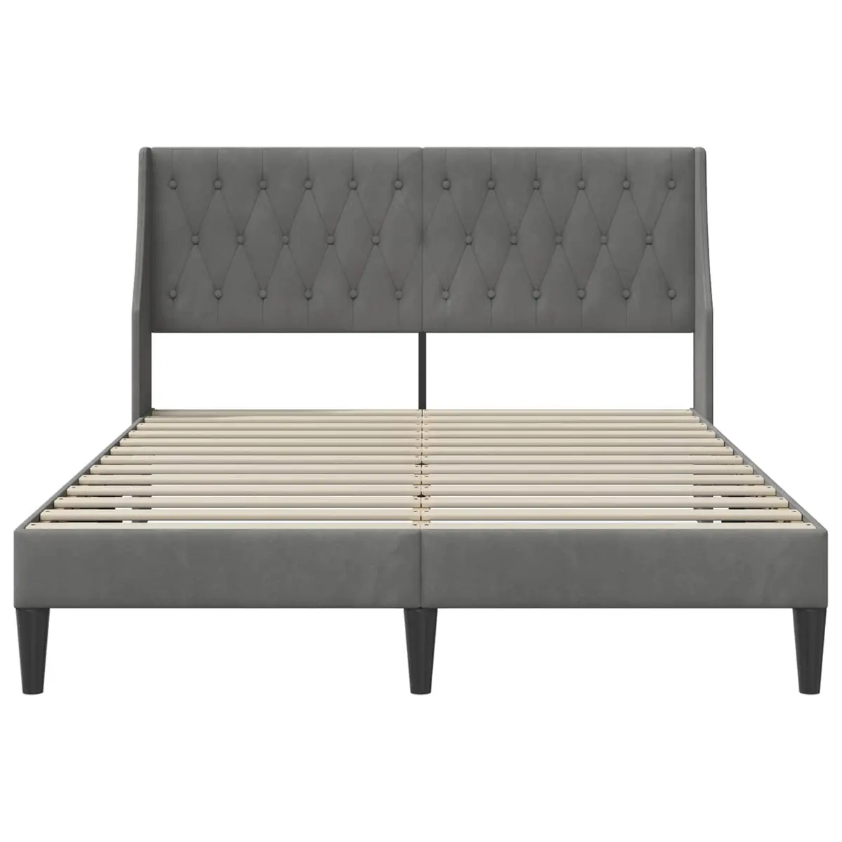 Bed Frame with Velvet Headboard for Bedroom Dark Grey 153 x 203 cm