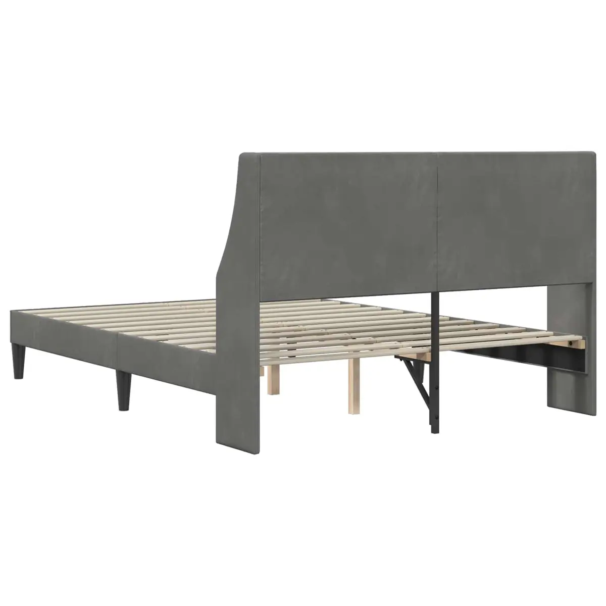 Bed Frame with Velvet Headboard for Bedroom Dark Grey 153 x 203 cm