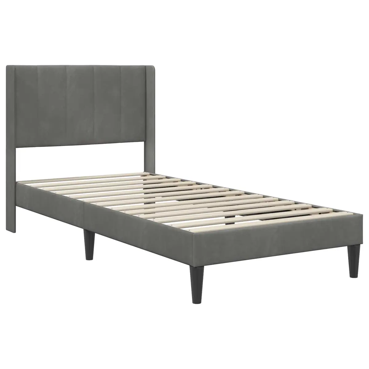 Bed Frame with Headboard Grey 90 x 190 cm Velvet Modern Bedroom Furniture