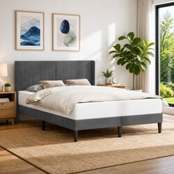 Specifications for Dark Grey Bed Frame with Headboard 137 x 190 cm