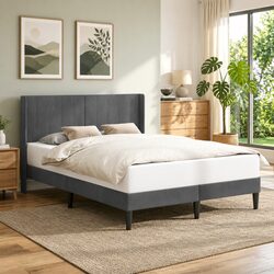 Dark Grey Velvet Headboard Bed Frame Dimensions 153 x 203 cm