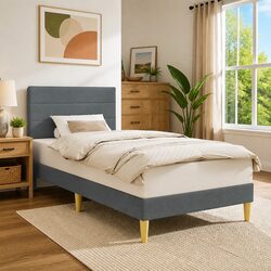 Specifications of Grey Fabric Bed Frame with Headboard 90 x 190 cm