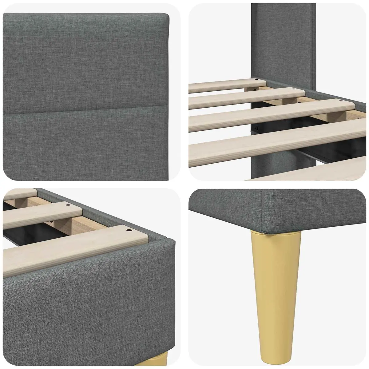 Bed Frame Indoor Bedroom Dark Grey 107 x 203 cm Modern