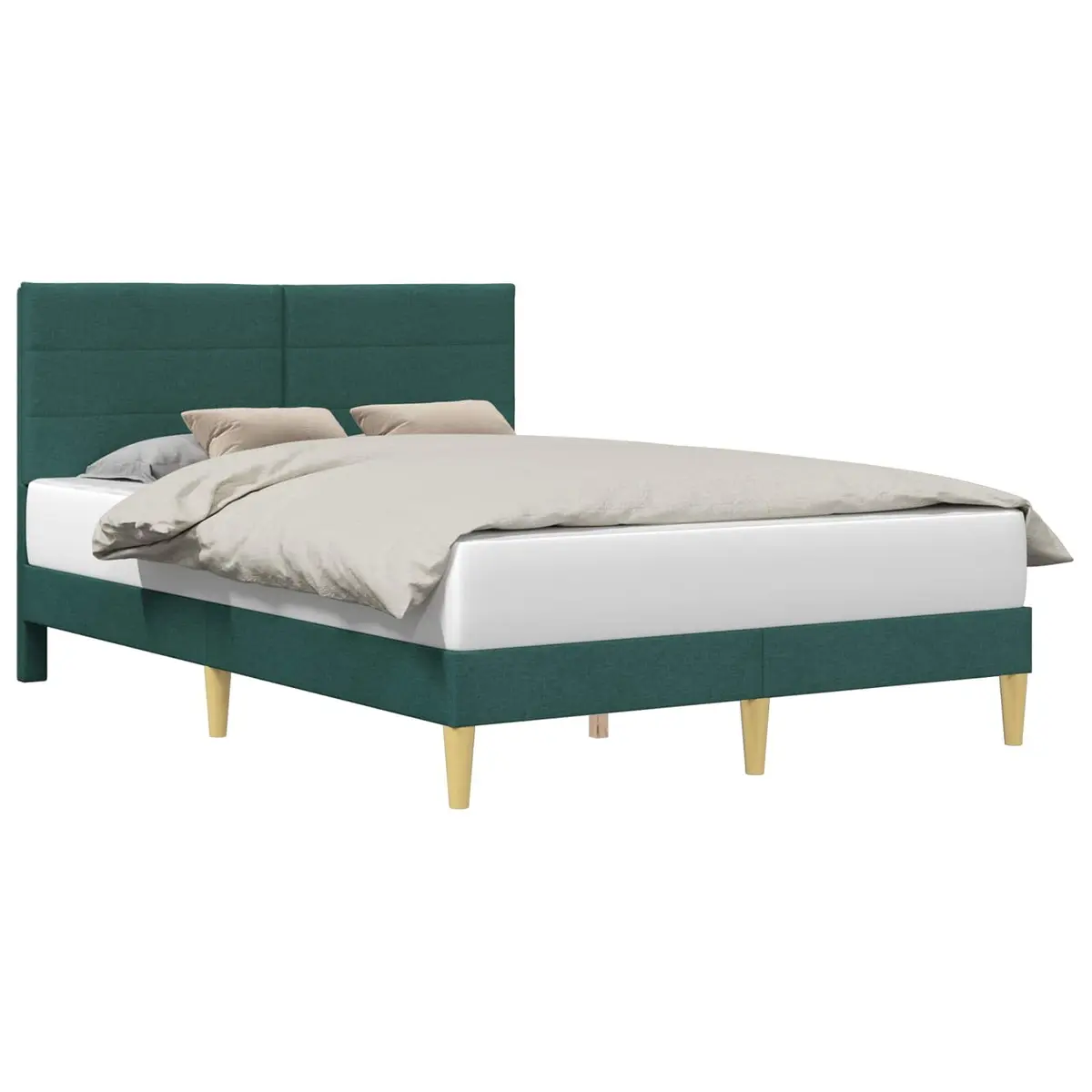 Bed Frame with Dark Grey Fabric Headboard Modern Design 137 x 190 cm Platform