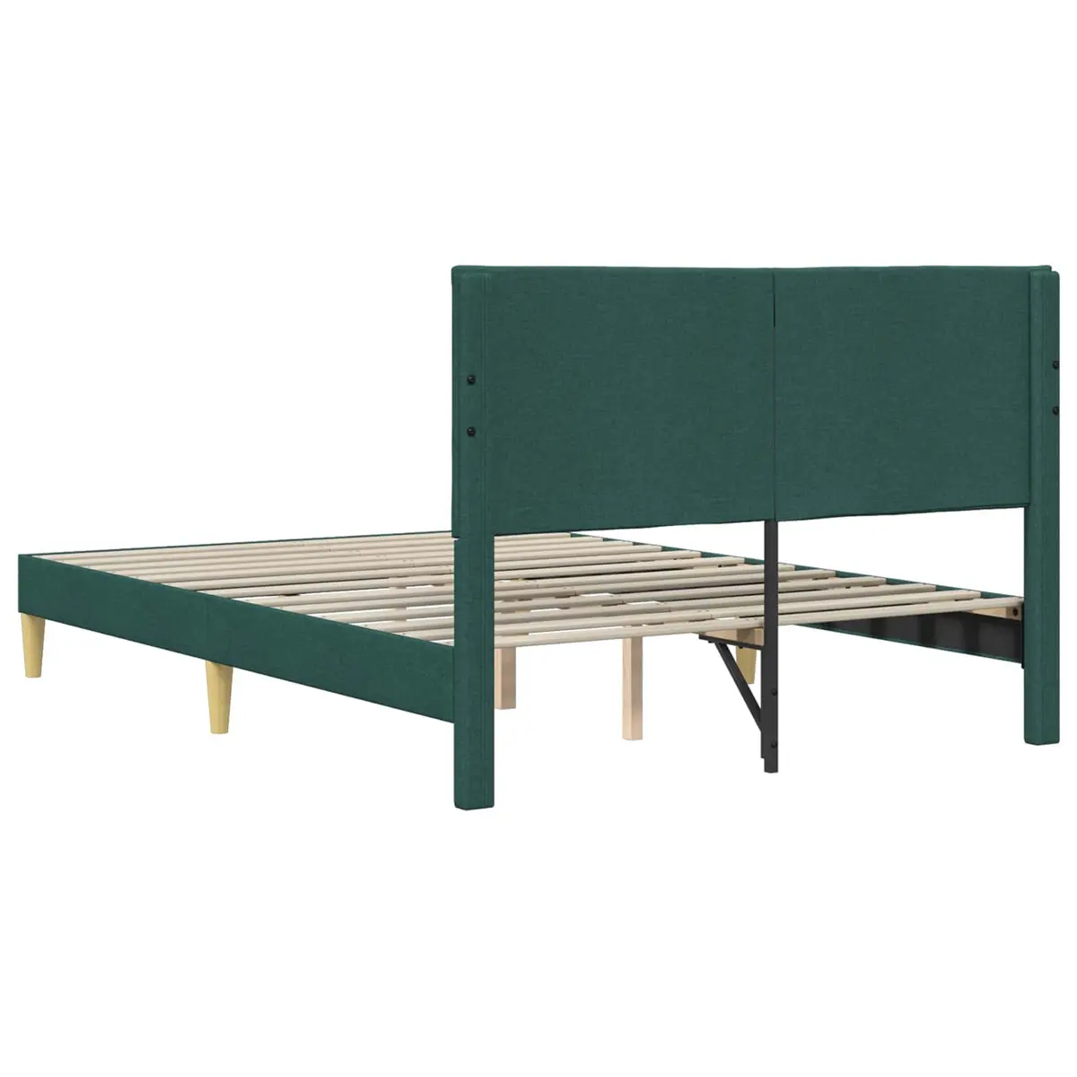 Bed Frame with Fabric Headboard Dark Grey Modern Bedroom Furniture 153x203cm