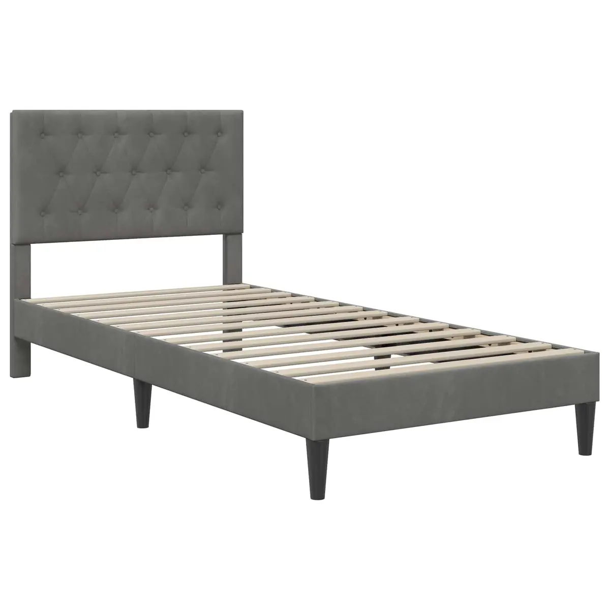 Bed Frame with Headboard Bedroom Dark Grey 90 x 190 cm Velvet Modern