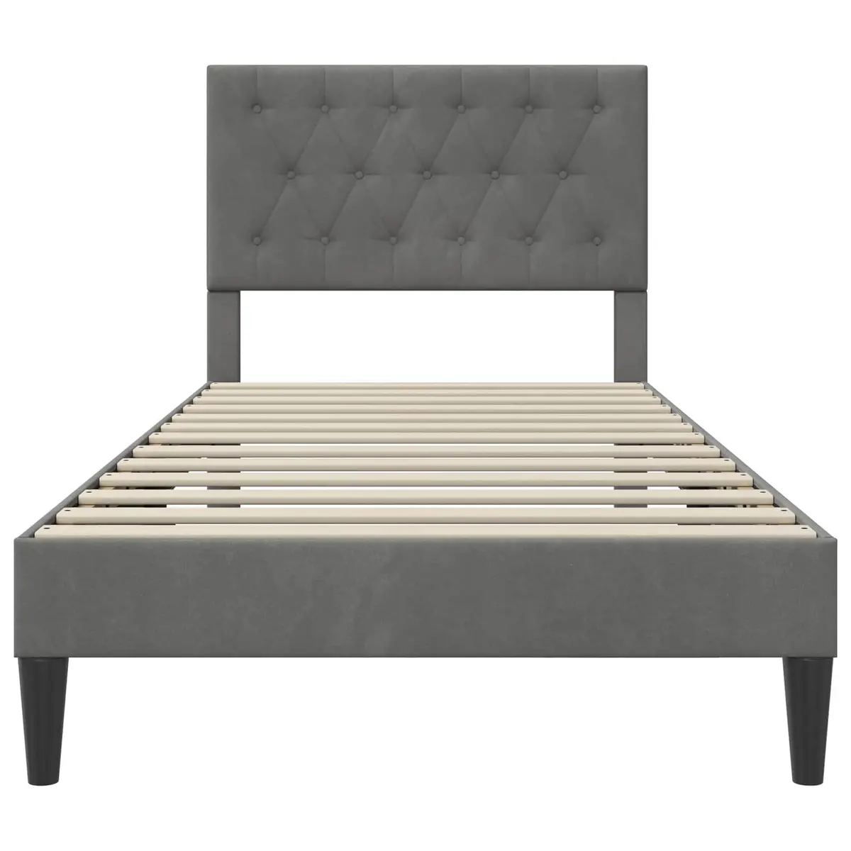 Bed Frame with Headboard Bedroom Dark Grey 90 x 190 cm Velvet Modern