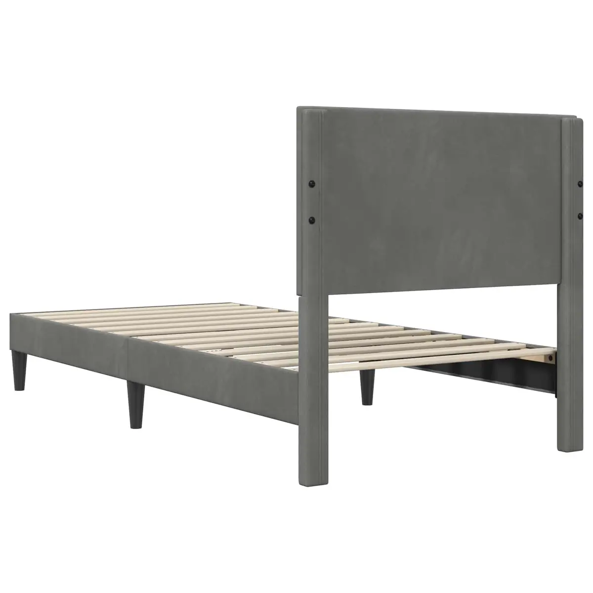 Bed Frame with Headboard Bedroom Dark Grey 90 x 190 cm Velvet Modern