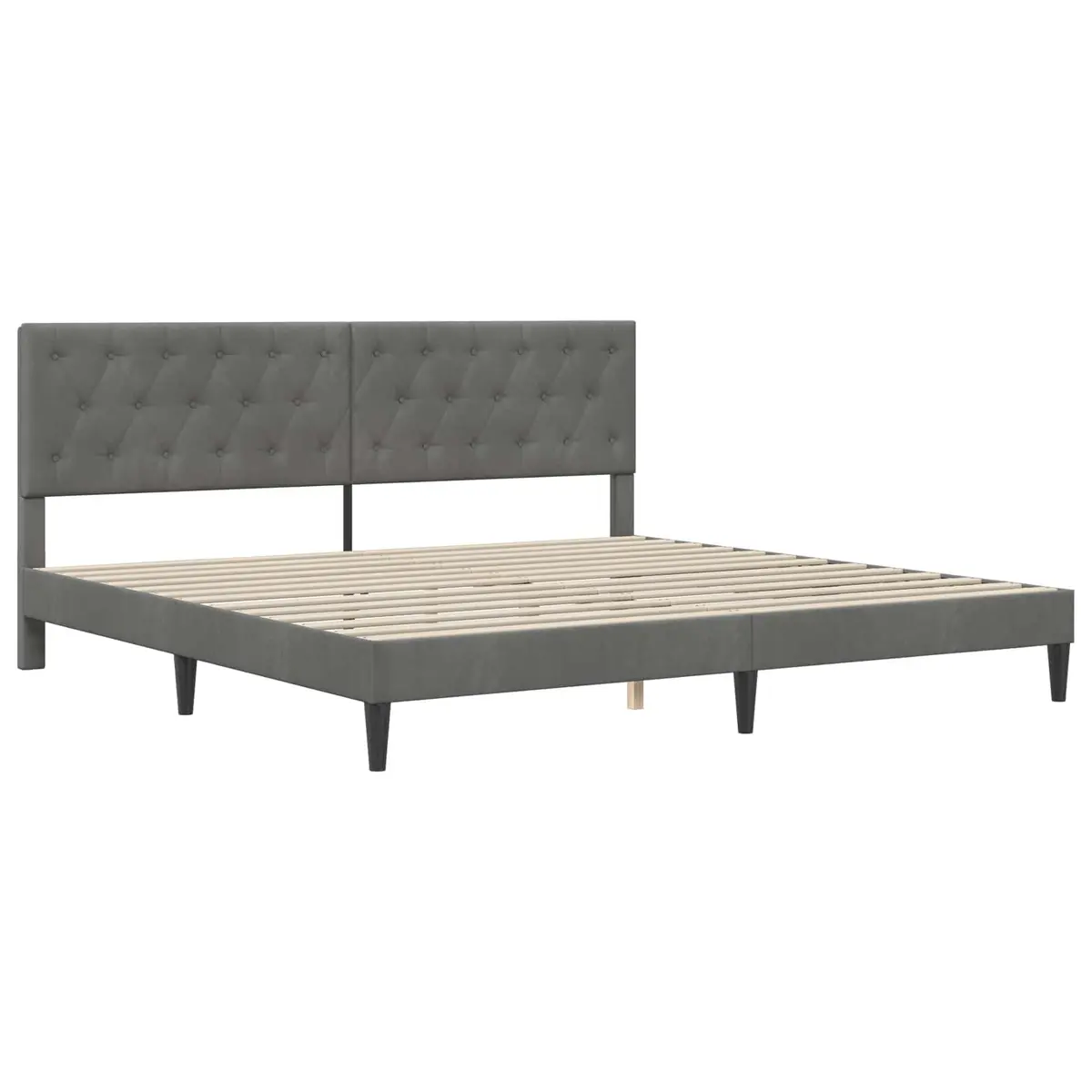 Bed Frame with Headboard Grey 180 x 200 cm Velvet Modern Bedroom Furniture