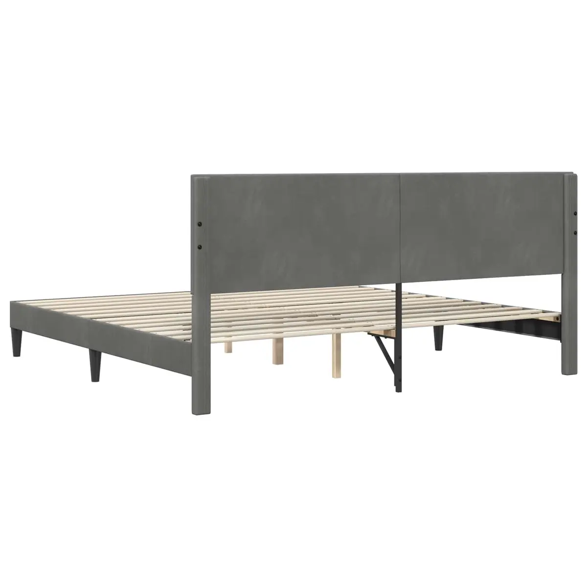 Bed Frame with Headboard Grey 180 x 200 cm Velvet Modern Bedroom Furniture