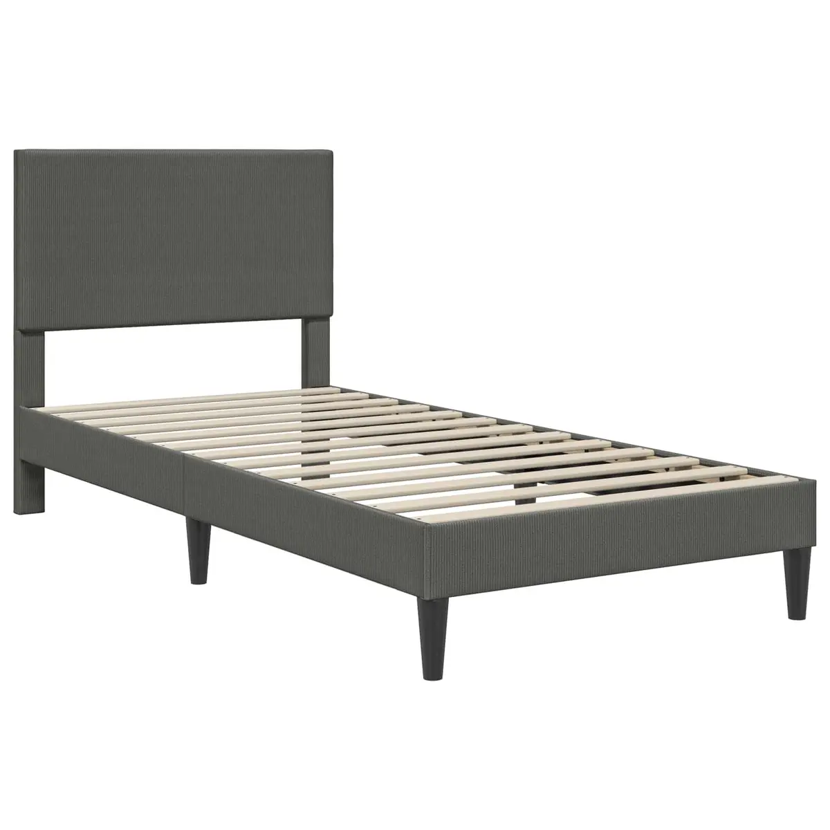 Bed Frame with Headboard Dark Grey 90 x 190 cm Corduroy Fabric Modern Design