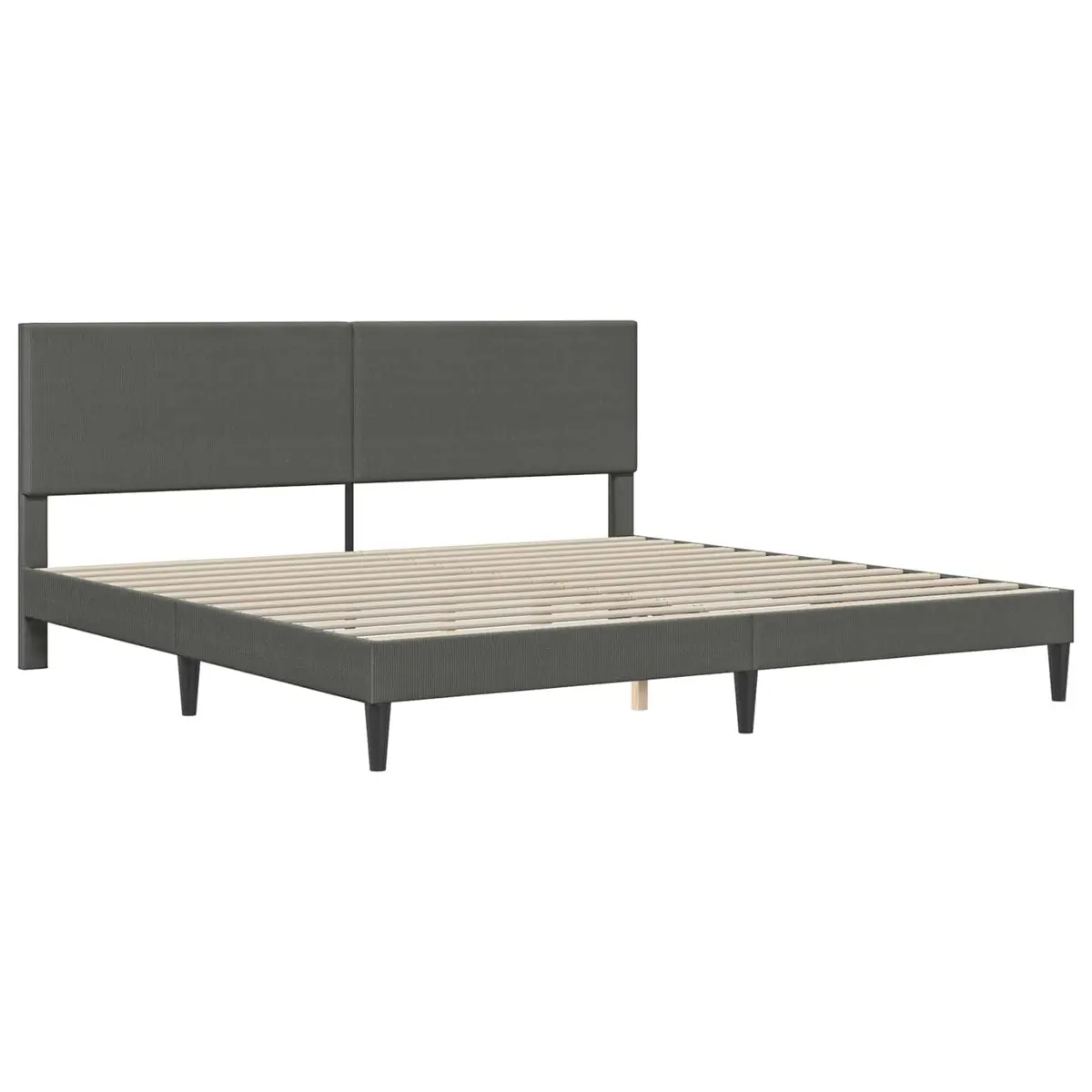Bed Frame with Headboard for Bedroom Dark Grey 180 x 200 cm Corduroy Fabric Modern