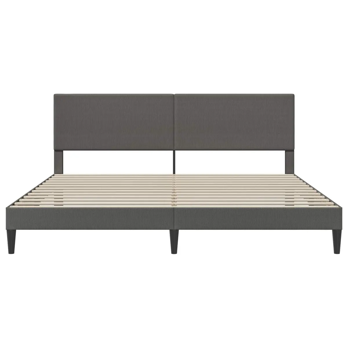 Bed Frame with Headboard for Bedroom Dark Grey 180 x 200 cm Corduroy Fabric Modern