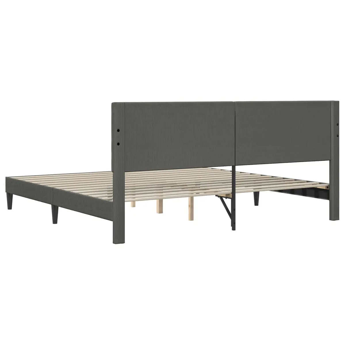Bed Frame with Headboard for Bedroom Dark Grey 180 x 200 cm Corduroy Fabric Modern