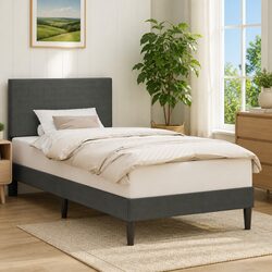 Dark Grey Corduroy Bed Frame with Dimensions 107 x 203 cm