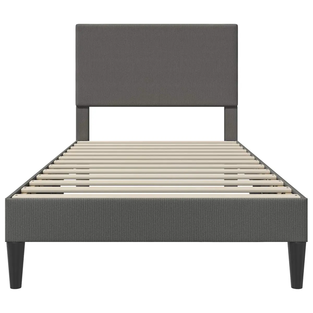 Bed Frame with Headboard Bedroom Dark Grey 107 x 203 cm Corduroy Upholstered