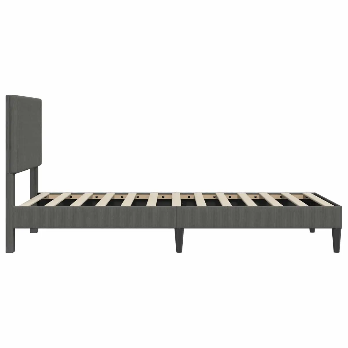 Bed Frame with Headboard Bedroom Dark Grey 107 x 203 cm Corduroy Upholstered