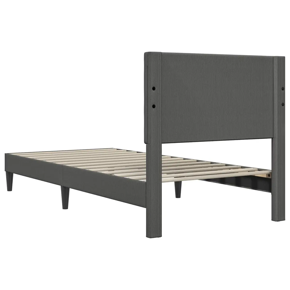 Bed Frame with Headboard Bedroom Dark Grey 107 x 203 cm Corduroy Upholstered