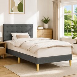 Grey Bed Frame with Headboard - 90 x 190 cm Specifications