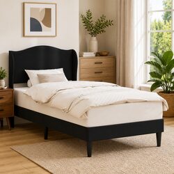 Specifications of Black Bed Frame with Faux Leather Headboard