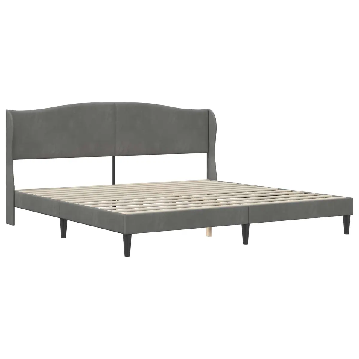 Bed Frame with Velvet Headboard Dark Grey 180 x 200 cm Modern Bedroom Furniture