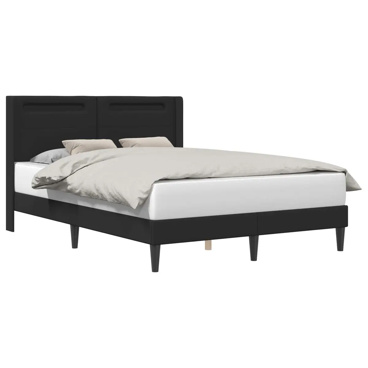 Bed Frame for Bedroom 153 x 203 cm with Multicolour LED Strip Lights Faux Leather