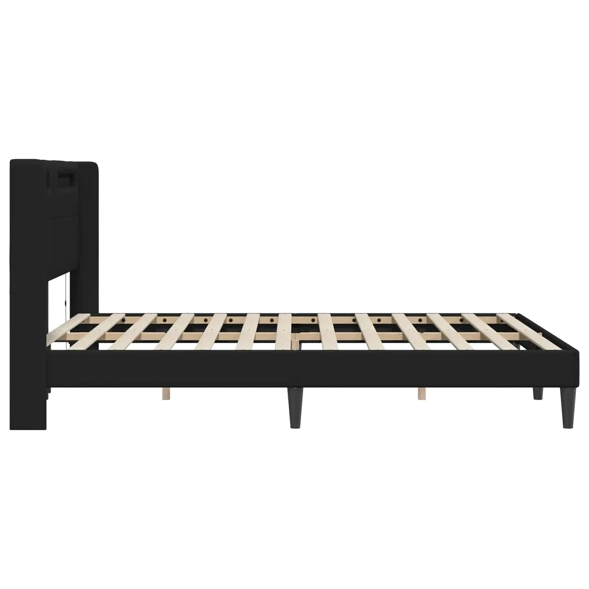 Bed Frame for Bedroom 153 x 203 cm with Multicolour LED Strip Lights Faux Leather