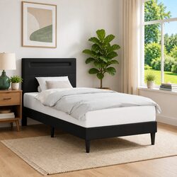 Faux Leather Bed Frame with LED Lights 90 x 190 cm