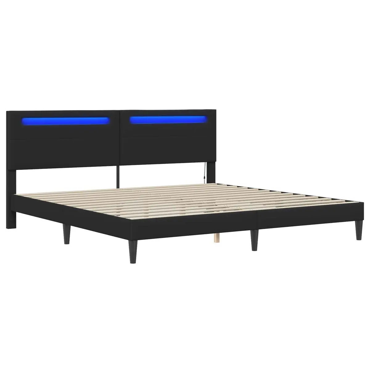 Bed Frame for Bedroom with LED Strip Lights Black 180 x 200 cm Faux Leather Headboard