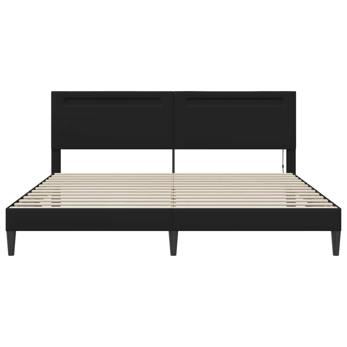 Bed Frame for Bedroom with LED Strip Lights Black 180 x 200 cm Faux Leather Headboard
