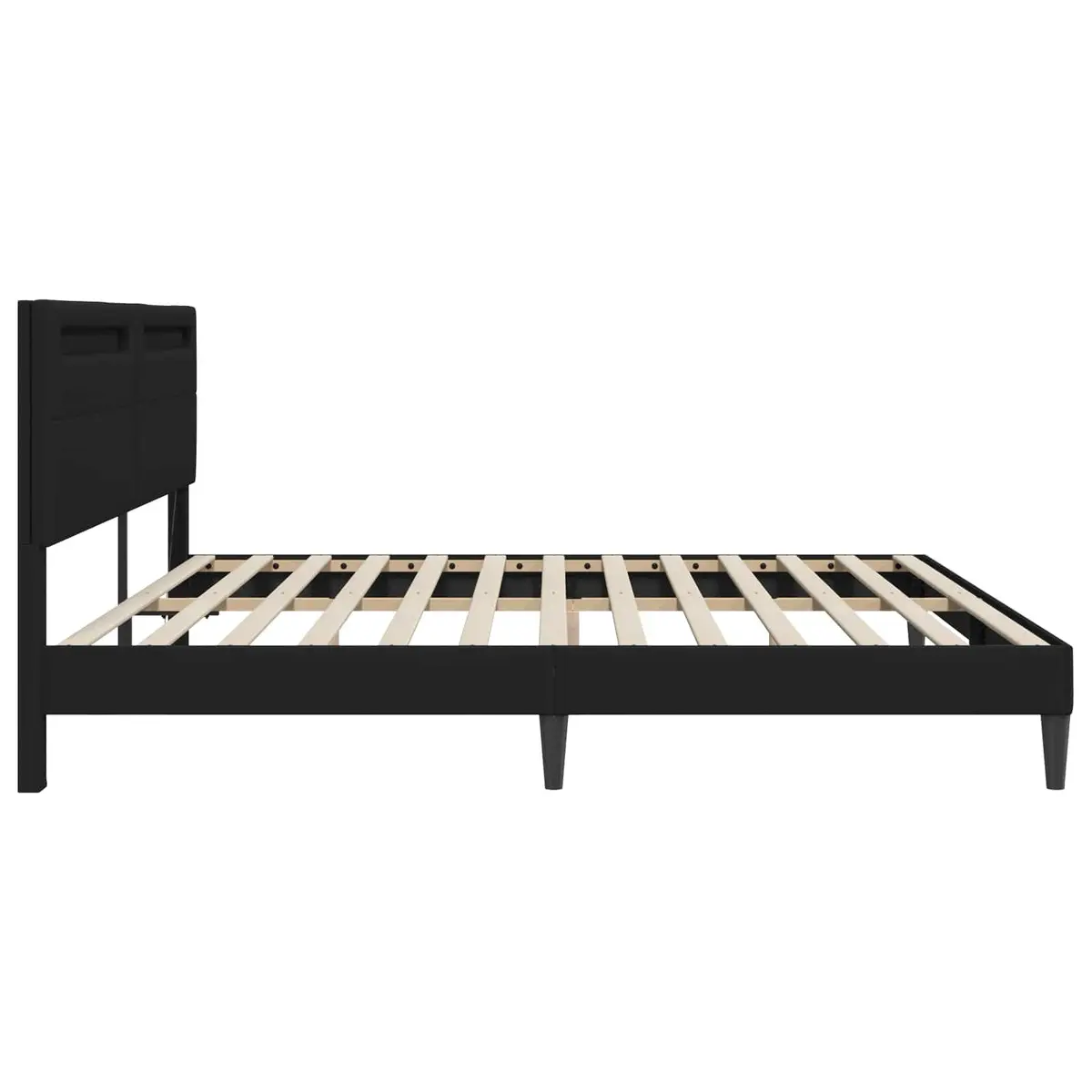 Bed Frame for Bedroom with LED Strip Lights Black 180 x 200 cm Faux Leather Headboard