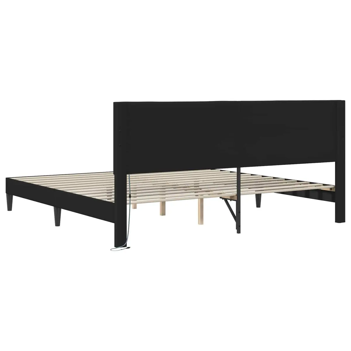 Bed Frame for Bedroom with LED Strip Lights Black 180 x 200 cm Faux Leather Headboard