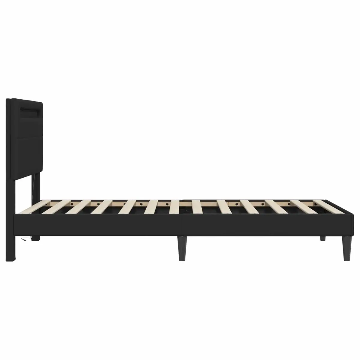 Black Bed Frame with Integrated LED Strip Lights Modern Faux Leather 107 x 203