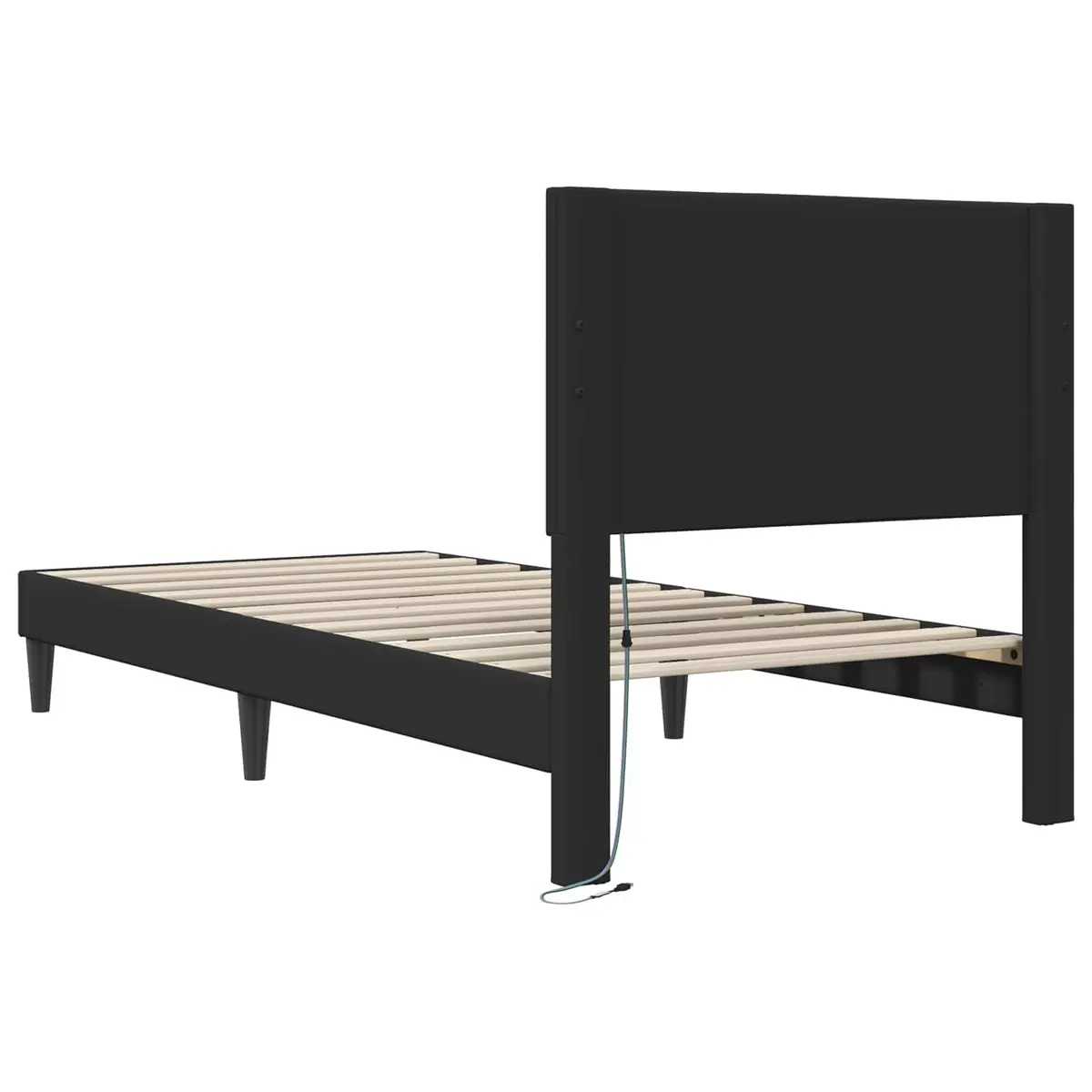 Black Bed Frame with Integrated LED Strip Lights Modern Faux Leather 107 x 203