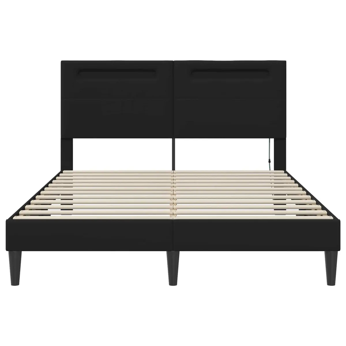 Black Bed Frame with LED Strip Lights USB Powered Modern Bedroom Furniture 137