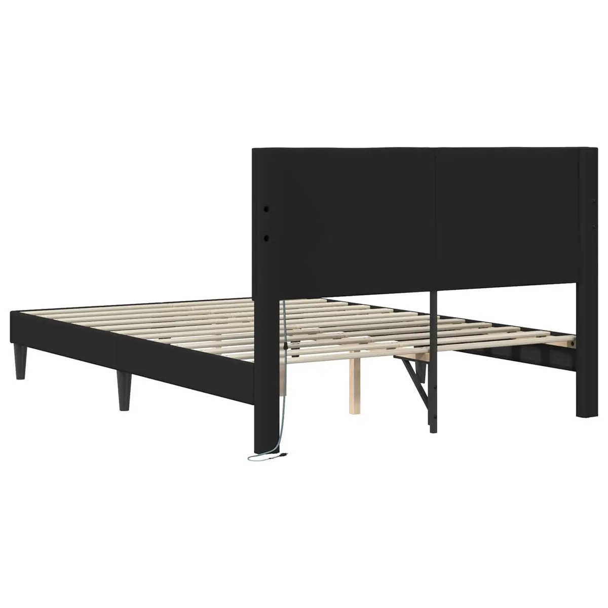 Black Bed Frame with LED Strip Lights for Modern Bedroom 153 x 203 cm
