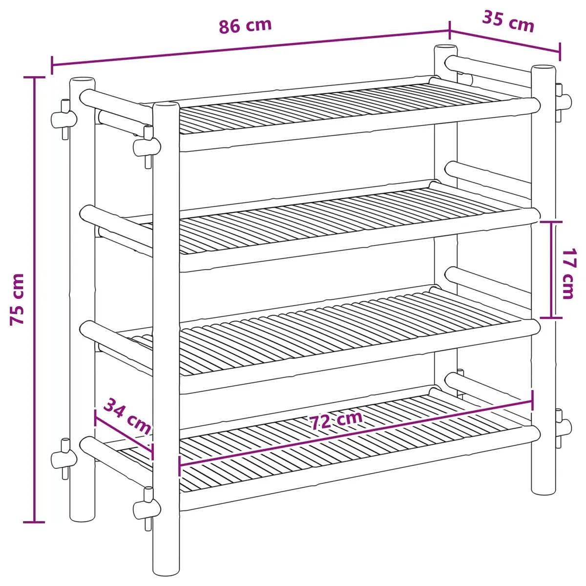 4-Tier Bamboo Shoe Rack