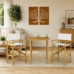 Two Folding Director's Chairs in Natural Bamboo