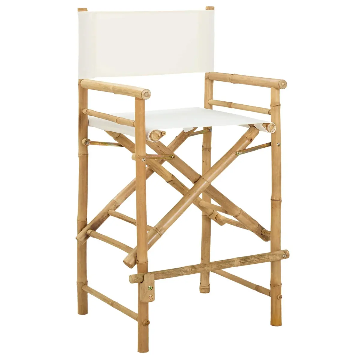 Folding Director's Chair Indoor Outdoor Set of 2 Natural Bamboo Brown