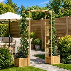 Garden Arch Dimensions: 177 x 40 x 205 cm, Brown Bamboo