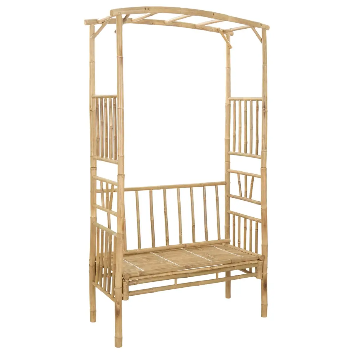Garden Arch with Bench Bamboo Outdoor Structure Modern Design Patio Backyard