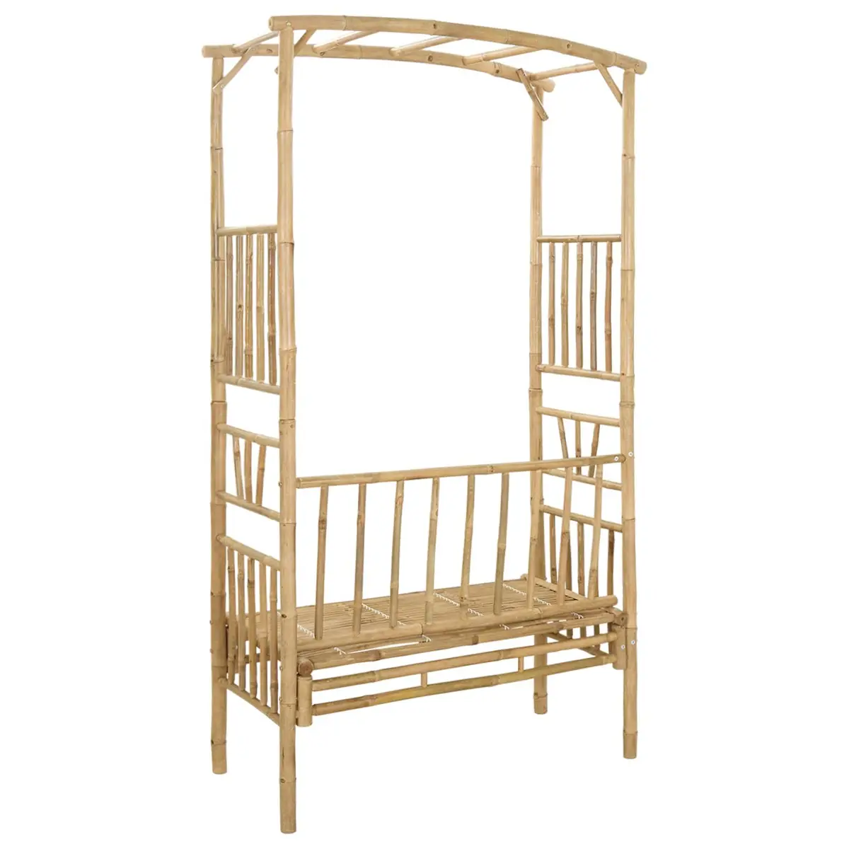 Garden Arch with Bench Bamboo Outdoor Structure Modern Design Patio Backyard