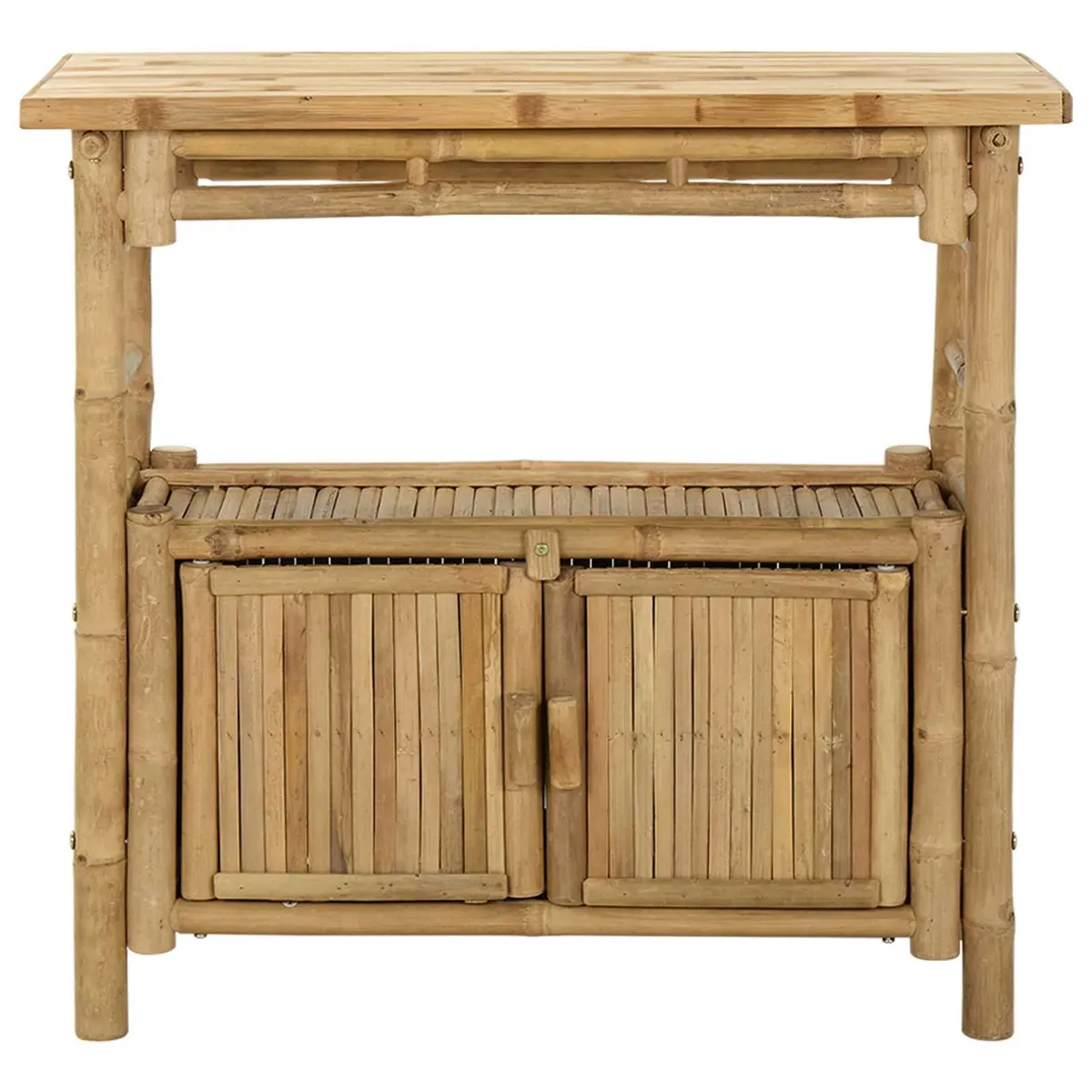 Console Table with Shelf Brown Bamboo Accent Table Modern Living Room Entryway